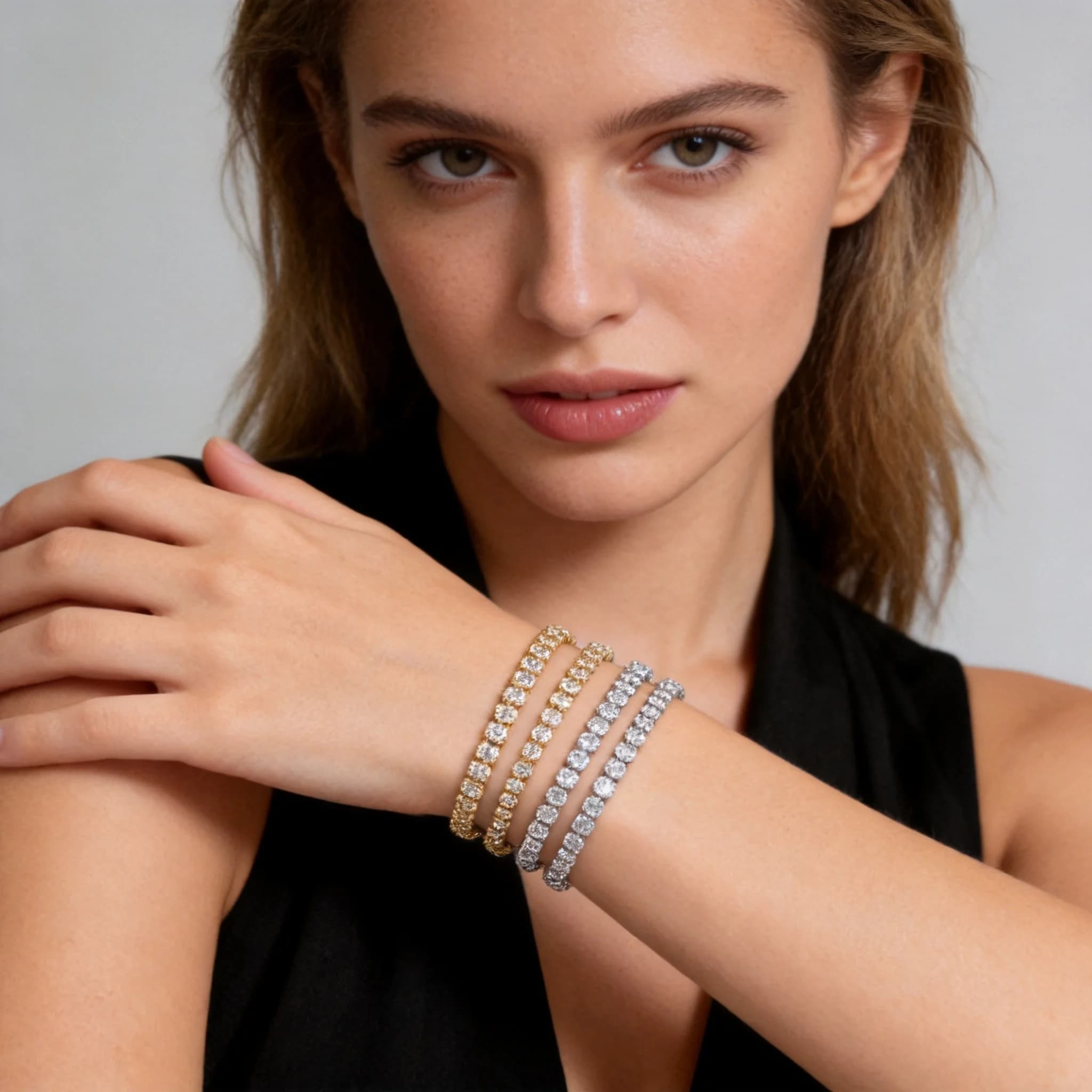 Luxury Zircon Tennis Chain Bracelet for Women, Dainty Cubic Zirconia Crystal Bracelets,Fashion Charm Wrist Jewelry Gift