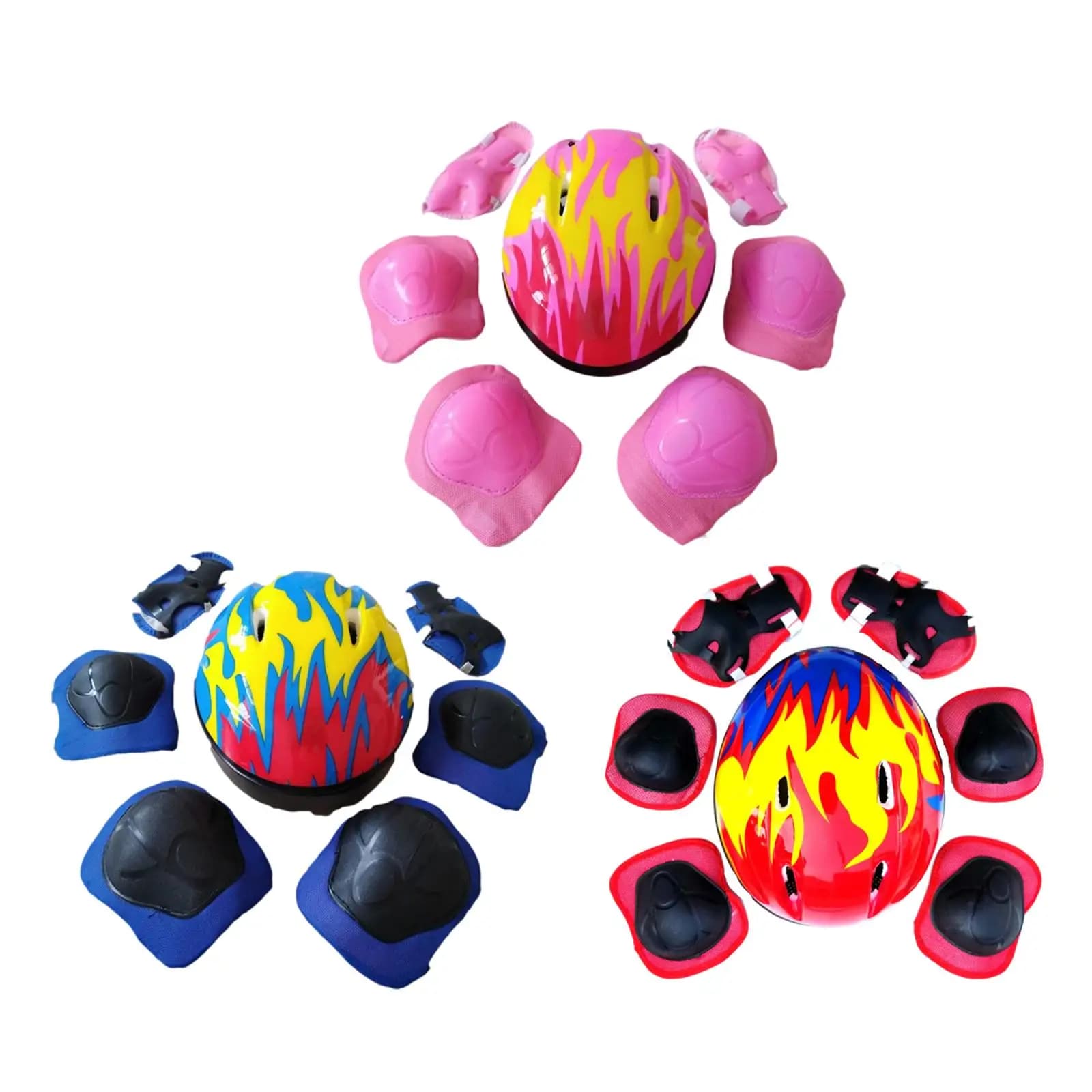 7x/Set attrezzatura per casco da bici per bambini casco da ciclismo antiurto traspirante per Skateboard Roller Skate Rollerblading Sports Girls