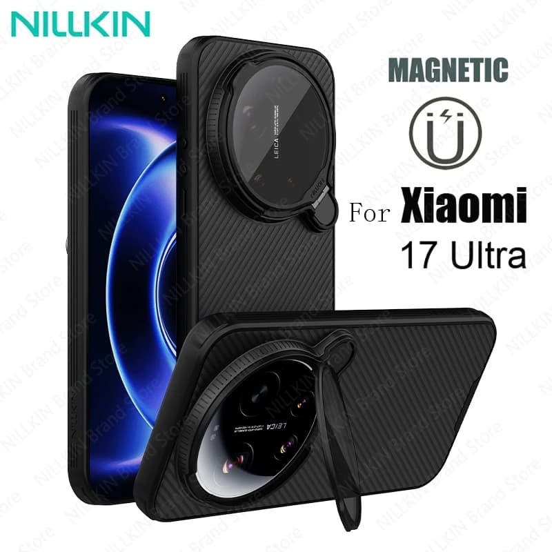 NILLKIN for Xiaomi 17 Ultra MagSafe Case CamShield Prop Magnetic Case Back Support for Phone Camera Protection for Xiaomi 17Ultra