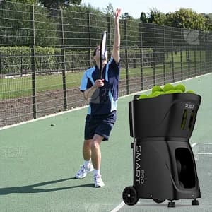 Automatic Tennis Ball Machine with Wheels 4-6h Battery Life Portable Tennis Serving Launcher Robot 20-120km/h Speed Internal Osc