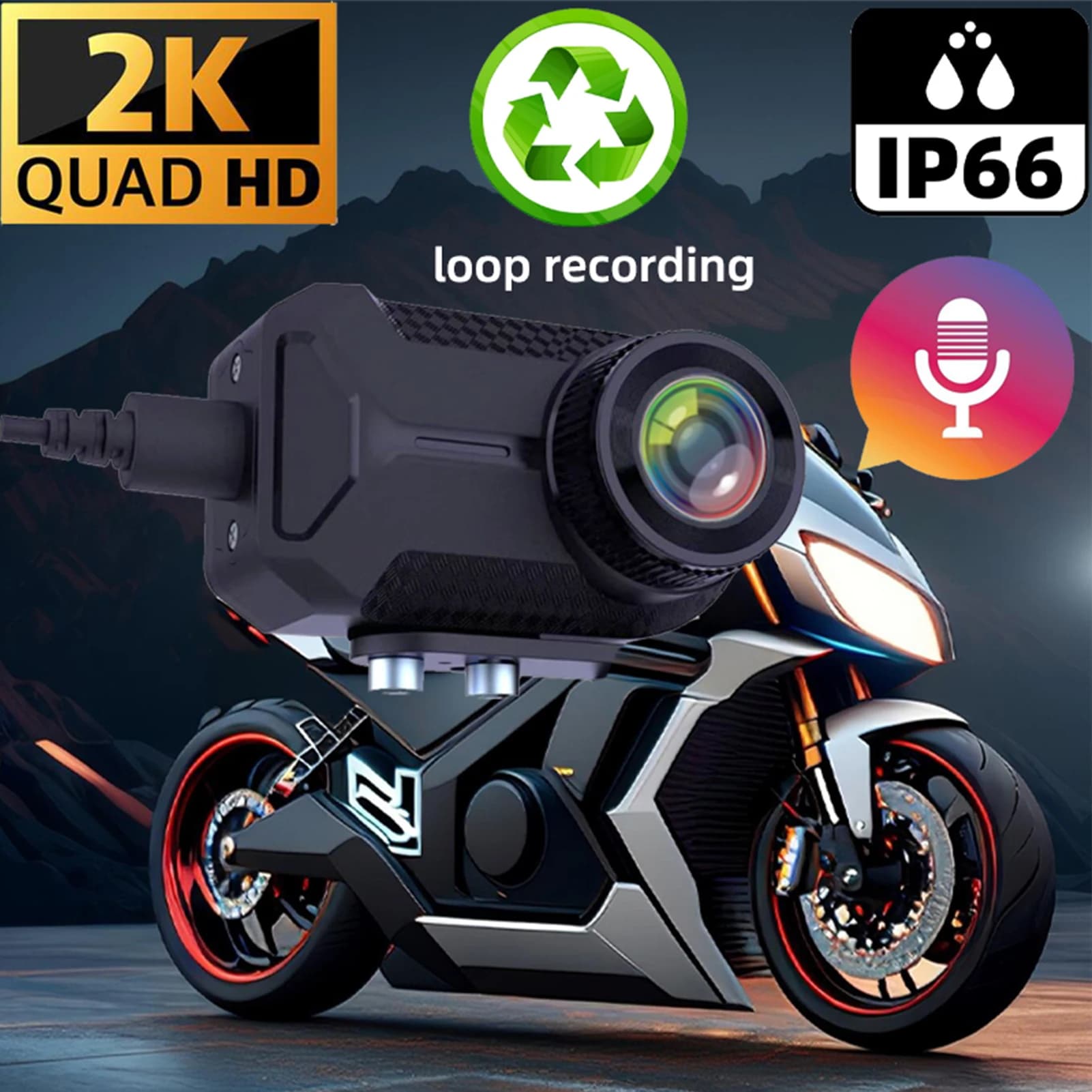 Dash Cam for Moto 2K, 2.4G WiFi Guide Recorder with APP Control, Loop Registration, Plug and Play, TF Card Support