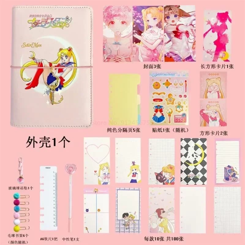 Sailor Moon Usagi A6 Agenda Planner Notebook Suit Diario Planner settimanale Obiettivo Orari Organizzatore Notebook Regalo di cancelleria
