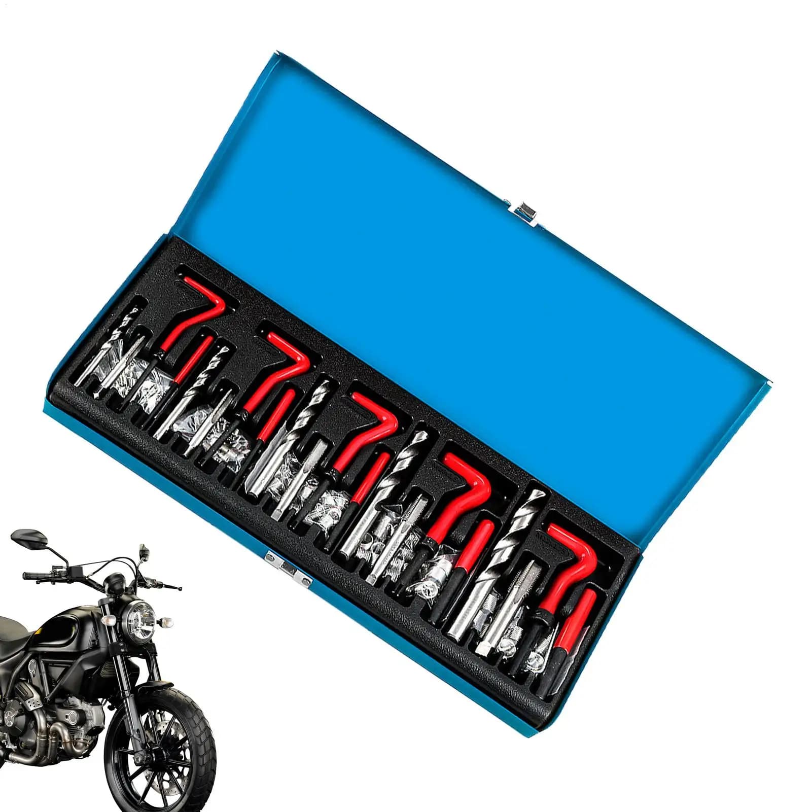 Set di 131 pezzi per la riparazione di filettature del motore auto M5 M6 M8 M10 M12, kit di riparazione testa cilindro con inserto per trapano a spirale per camion e veicoli.
