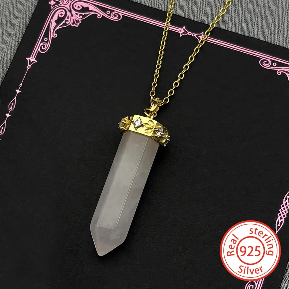 Collana con Pendente Geometrico in Argento Sterling 925 di Lusso per Donne e Ragazze, Catena per Clavicola Color Oro, Gioiello Curativo, Regalo
