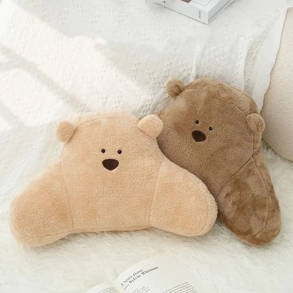 Office Chair Pillow Cartoon Bear Waist Support Pillow Multipurpose Lumbar Pillow for Home