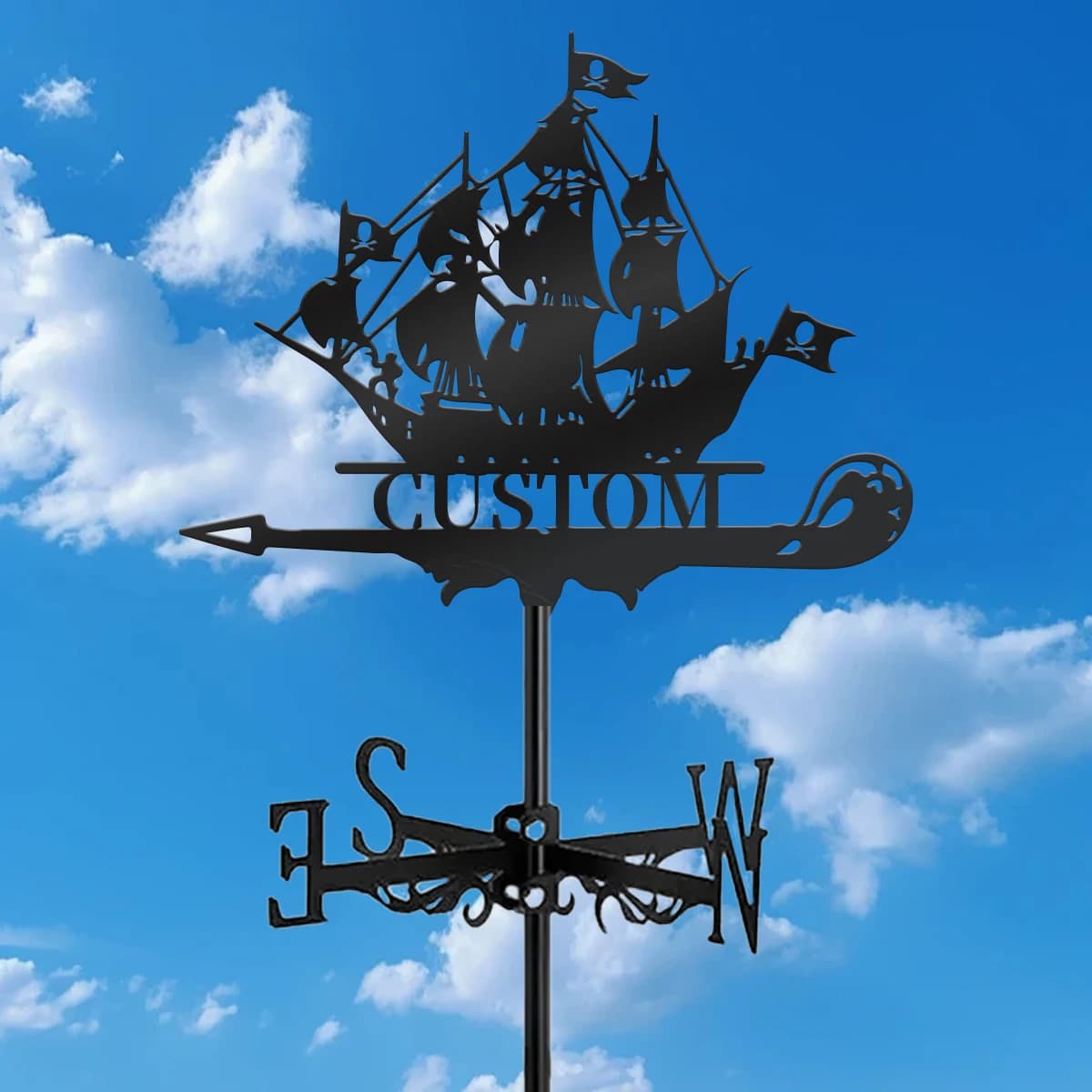 1 Pezzo Girandola in Metallo a Forma di Nave Pirata Personalizzabile con Nome, Insegna Decorativa per Indirizzo, Regalo per Decorazione Esterna di Casa, Fattoria, Giardino, Cortile, Recinzione