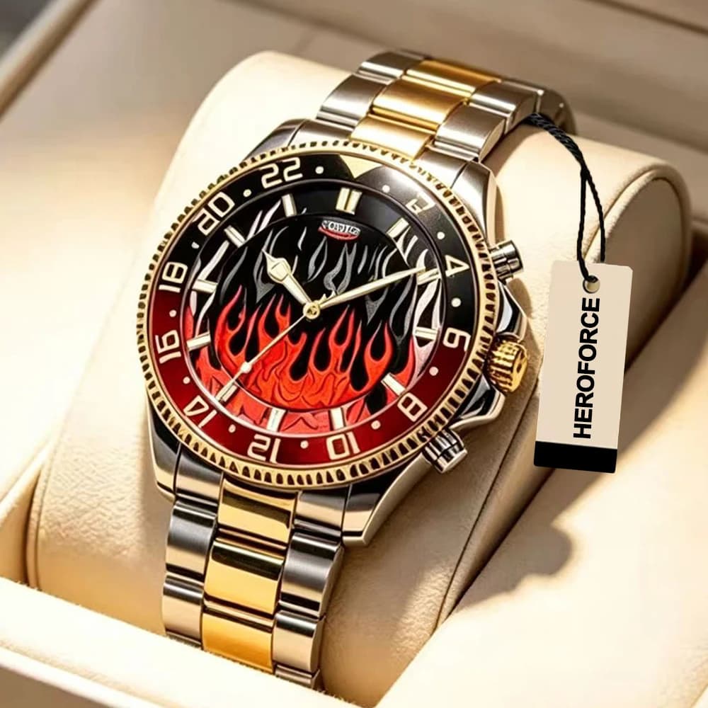 2026 Fashion Brand Unique Quartz Watch Unique Flame Design Displays Date Transparent Night Light Business Watch Stainless Steel