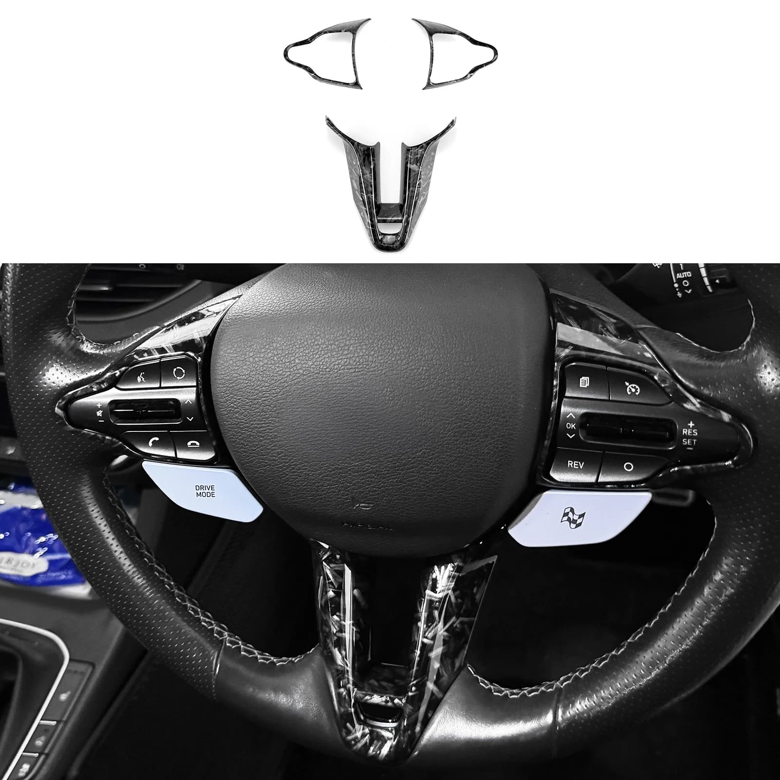 Forgiato Nero Nuovo Stile Decorazione del Volante Copertura Trim Per Hyundai i30 N 2018-2023 Accessori Interni
