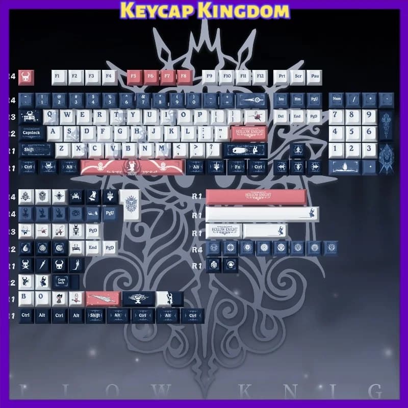 Original Hollow Knight Cherry Profile PBT Dye-Sub Keycap 5-Side Full Sublimation Custom Mechanical Keyboard Keycaps Holiday Gift