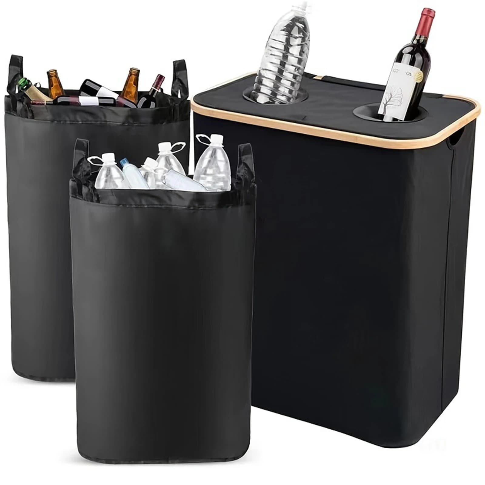 140L Oxford Pieghevole Basket with Cover, Large Double Basket with Removable Bag for Home and Home