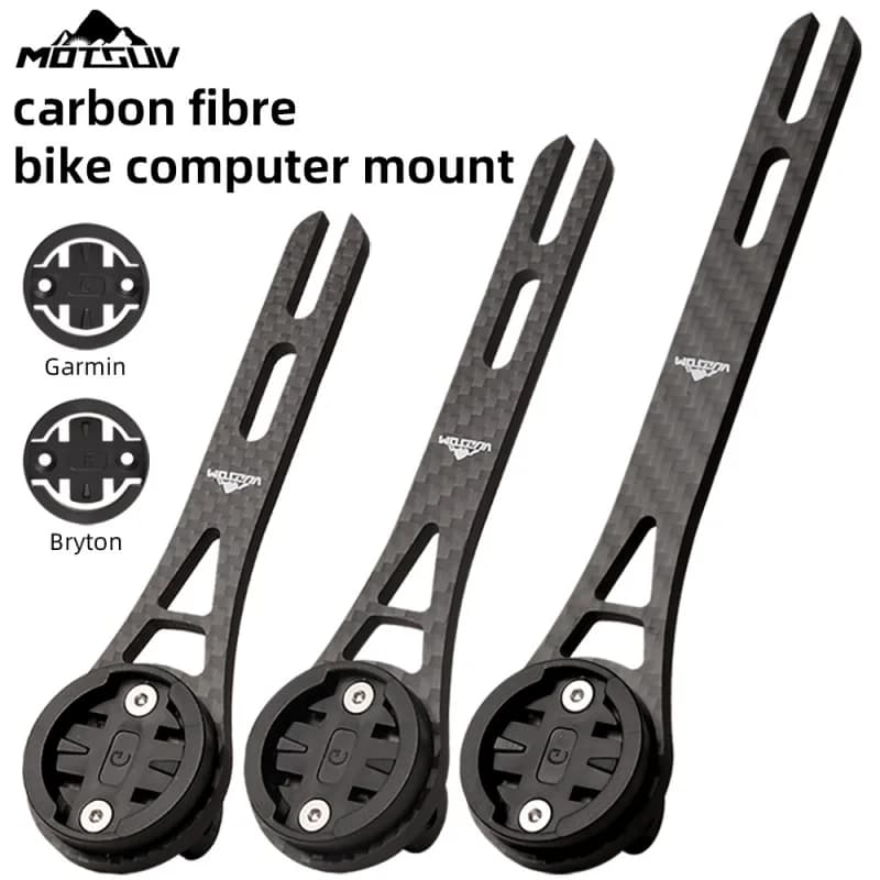 MOTSUV Carbon Fiber Bike Computer Mount, Integrated Handlebar Extension Bracket for Light Camera, Road Cycling Accessories