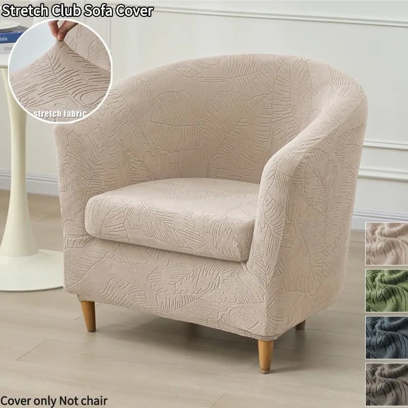 2Pcs/set Leaf Jacquard Club Sofa Cover Elastic Tub Chair Covers Armchair Slipcover Non Slip Couch Cover with Seat Cushion Cover