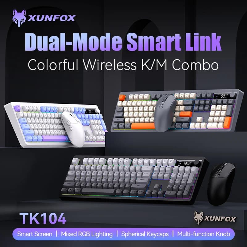 Wireless keyboard and mouse support Bluetooth connection, power display, office mute, compatible with PC games and Mac devices