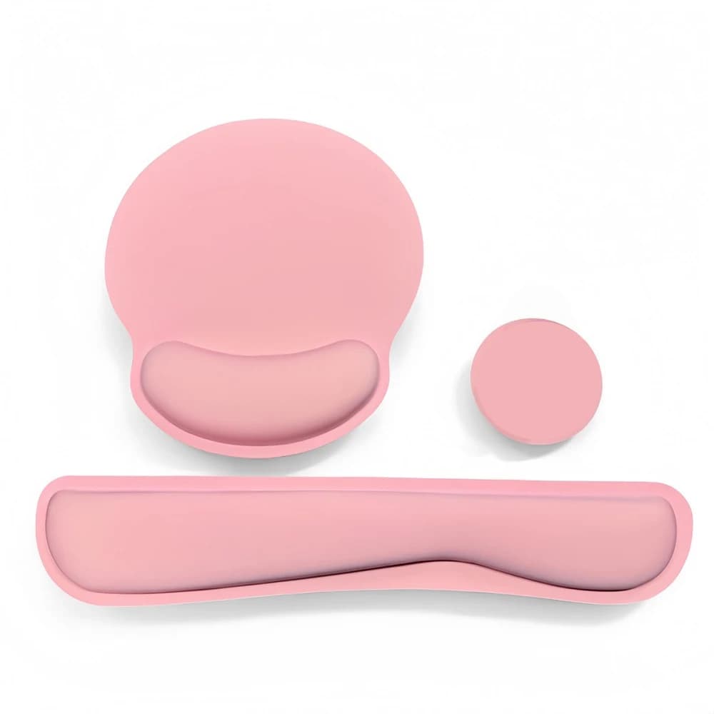 Set poggiapolsi per tastiera e tappetino per mouse Kit da 3 pezzi Supporto ergonomico per polso per mouse in memory foam con base antiscivolo per l'home office