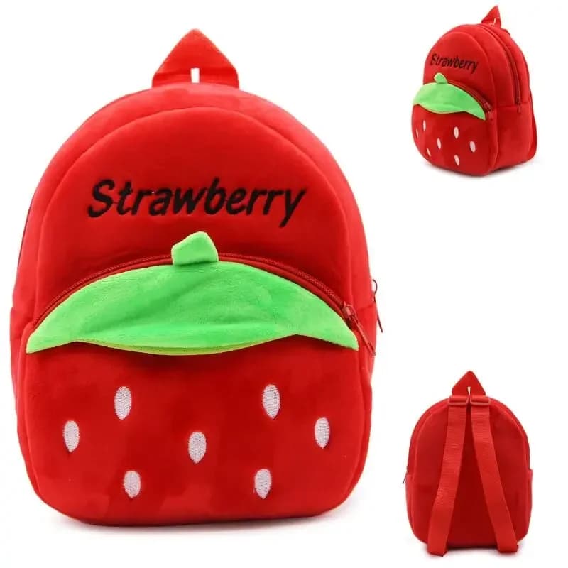 Zaino in peluche a forma di fragola per bambine da 1-3 anni, 23,5CM*21CM*10CM