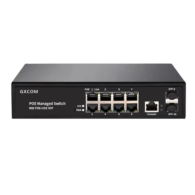 Switch Ethernet PoE+ Managed L2 L3 Gigabit OEM ODM OpenWrt IPv6 8 Doors with SFP for Security Cameras