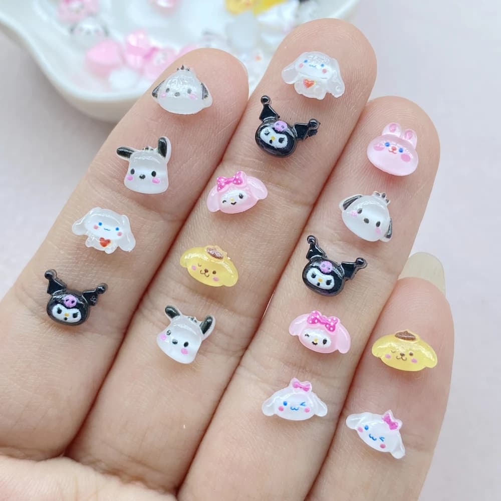 100Pcs New Cute Resin Cartoon Animal Series Flat Back Ornament Jewelry Making Manicure Hairwear Accessories
