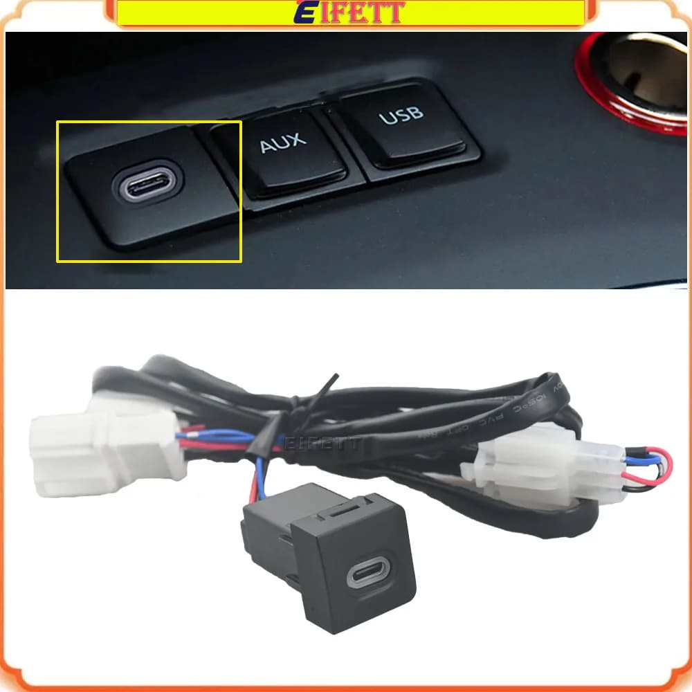 Nuovo Caricatore USB per Auto con LED Rosso, Adattatore di Ricarica Rapida PD per Telefono, Pulsante di Accensione per VW Volkswagen Bora 2008-2012