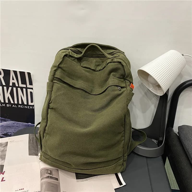 2023 New Product Large Capacity Boys' Girls' Canvas Backpack Japanese Solid Color Schoolbag High Quality Cloth Travel Bag Cool