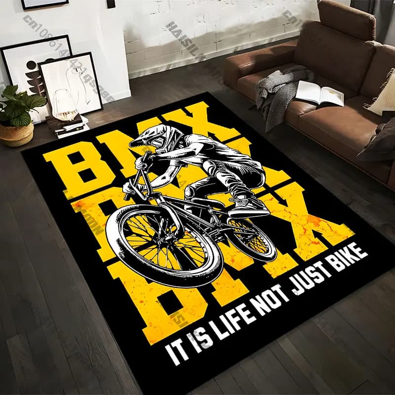 Carpets printed with BMX motifs, passion and lifestyle, in 21 different sizes, for yoga mats for adults, decorations for the living room, customized zerbini