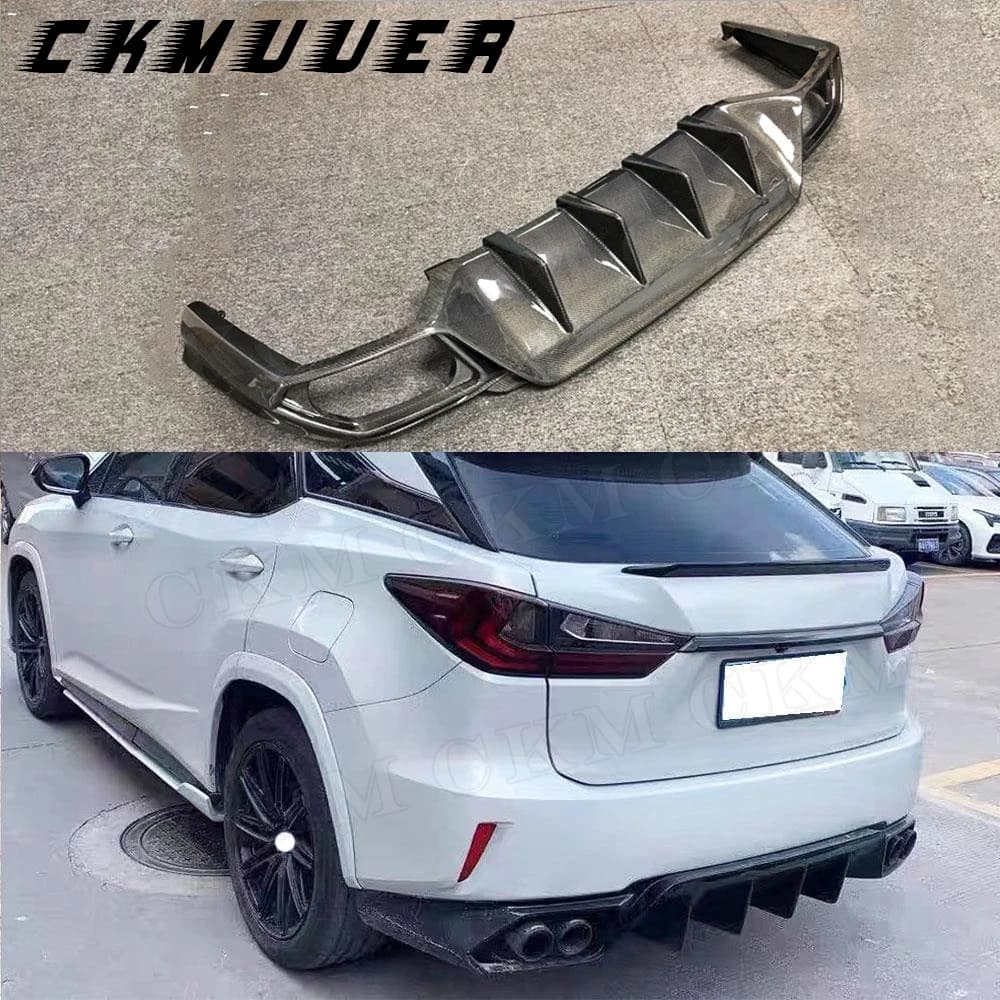 CKMUUER Carbon Fiber Rear Diffuser, Extender bumper for Lexus RX300 RX450H 2016 2017 2018, FRP Primer