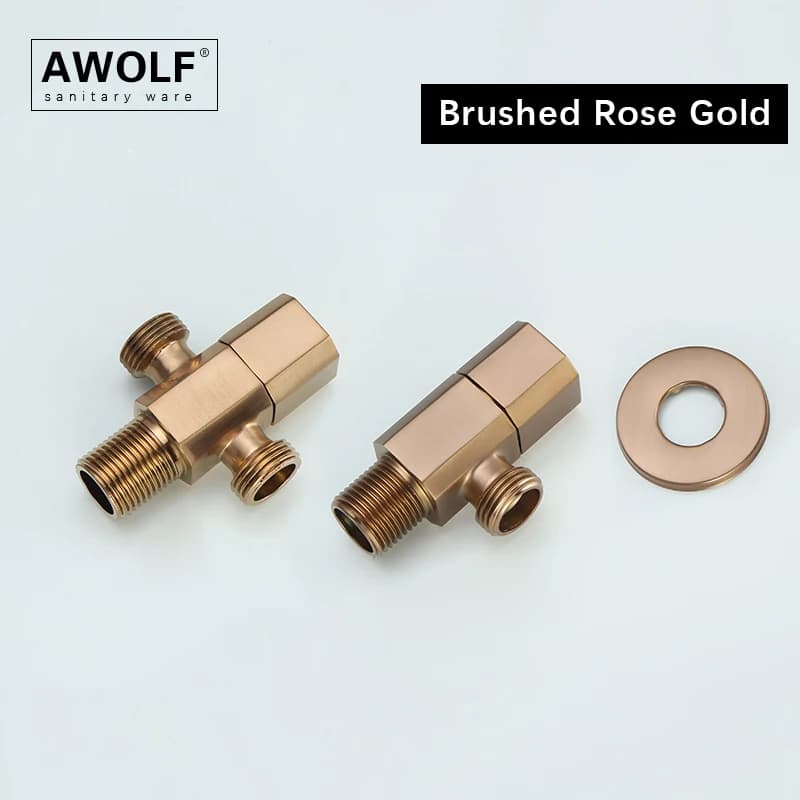 Valvole di riempimento wc spazzolato oro rosa G1/2 "valvola ad angolo a parete ottone massiccio singola doppia uscita accessori bagno AF620