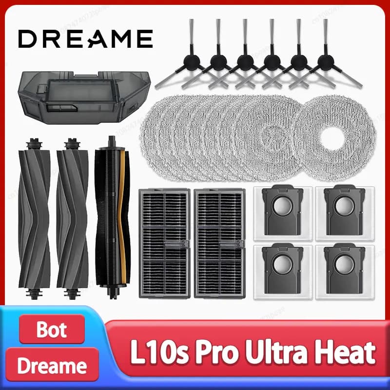 Dreame L10s Pro Ultra Heat / X30 Ultra Robot Aspirapolvere Accessori Spazzola laterale principale Mop Panno Filtro Hepa Sacchetto per la polvere di ricambio
