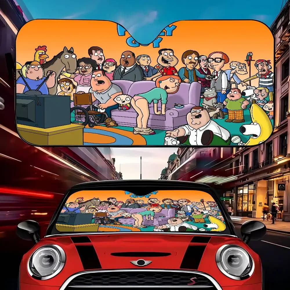 F-Family Cute Guy Parabrezza automatico Parasole Immagine personalizzata Blocco raggi UV Protezione visiera parasole per auto