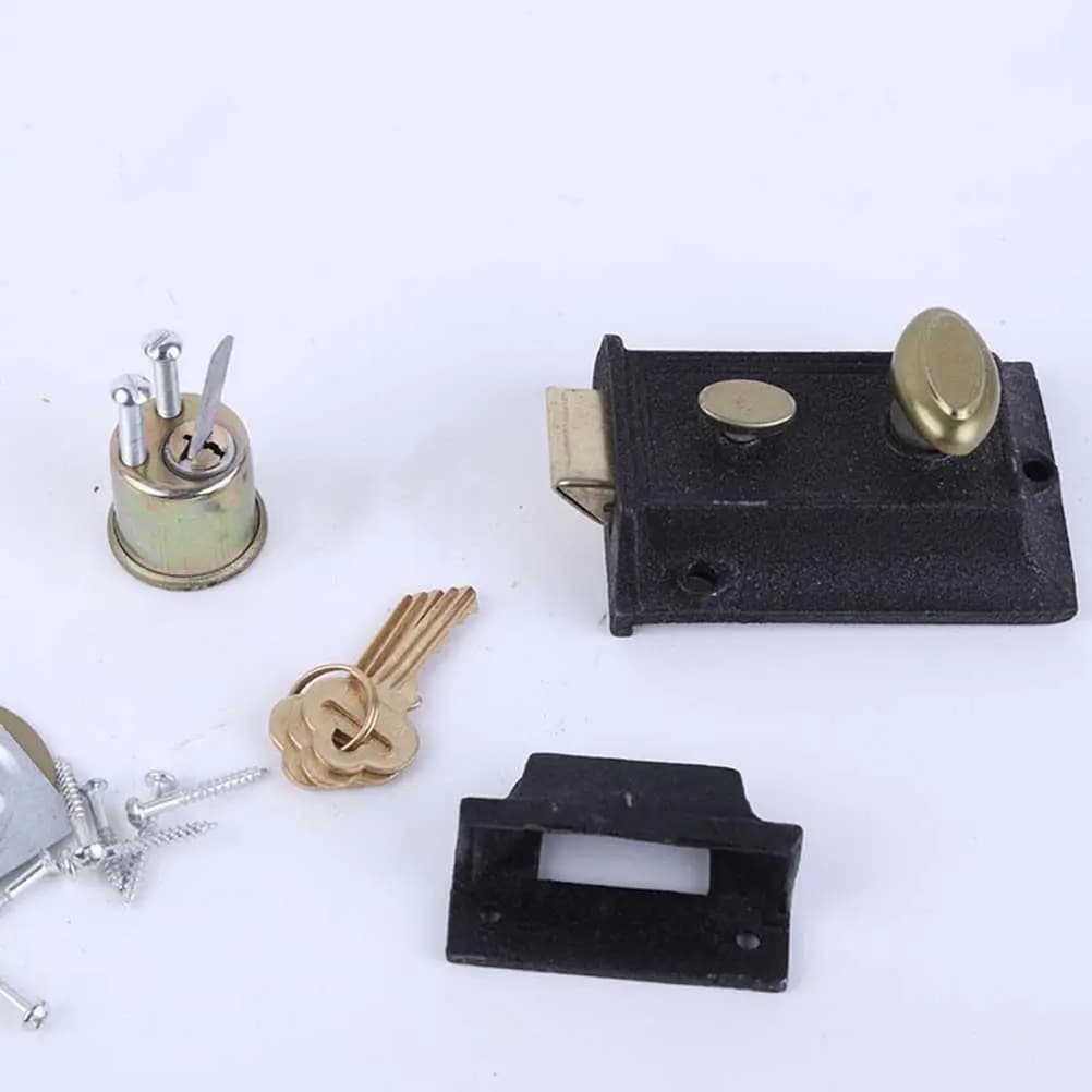 Serratura per Porta Esterna in Ghisa 6140, Set Serratura Antifurto Resistente con Nucleo in Ferro per Porte Interne, Sicurezza Domestica Residenziale