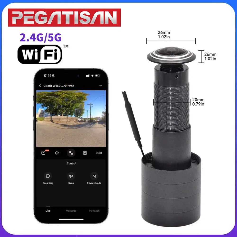 PEGATISAN Tuya Smart Video Peephole 2MP Telecamera WiFi con Rilevamento Movimento, Spioncino Video Wireless, Audio Bidirezionale, Telecamere di Sicurezza Domestica