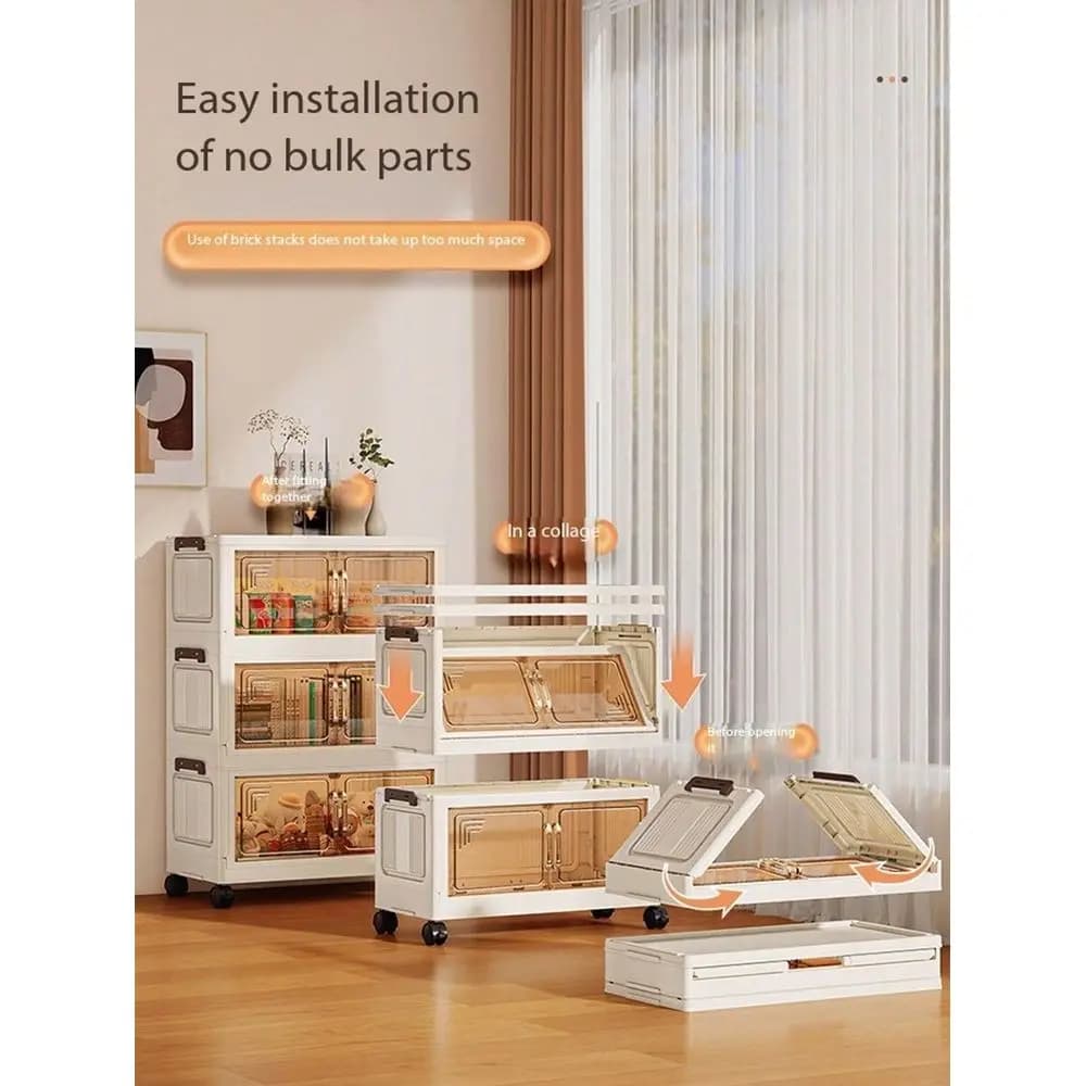 Armadio Pieghevole da 50cm (19.69in) di Larghezza, Contenitore per Vestiti, Guardaroba Portatile, Scatola Pieghevole a Doppia Porta, Disponibile in 16 Strati