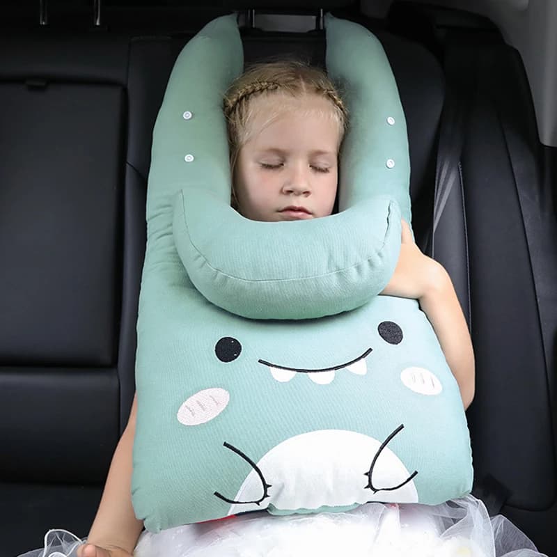 Cuscino da Viaggio per Bambini a Forma di U con Motivi Animali, Supporto per Collo e Testa, Cuscino di Sicurezza per Sedile Auto