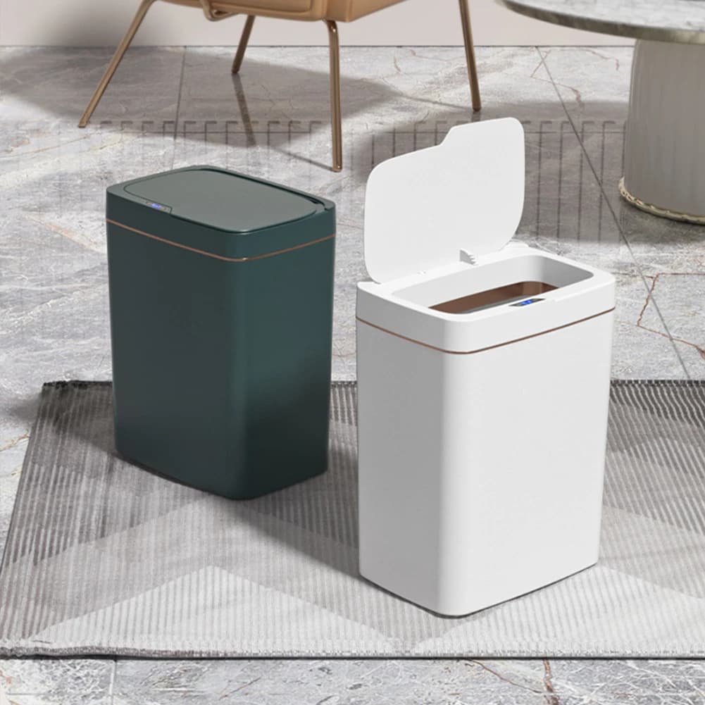 15L/18L Sensore Intelligente Bidone della Spazzatura Calci Automatico Verde Bianco Bidone della Spazzatura per Cucina Bagno Casa Bidone della Spazzatura Elettrico Impermeabile