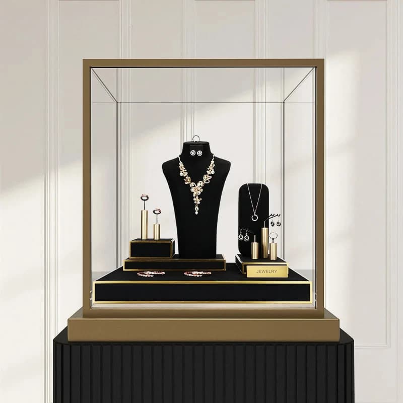 Espositore per gioielli Finestra in microfibra nera leggera collana di lusso orecchini anello espositore per gioielli portagioie di fascia alta