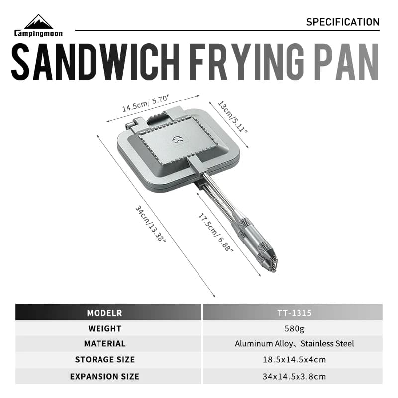 CAMPINGMOON TT-1315 Machine for roasted sandwiches Grilled cheese sheet Machine for non-stick sandwiches Flip double-sided pans