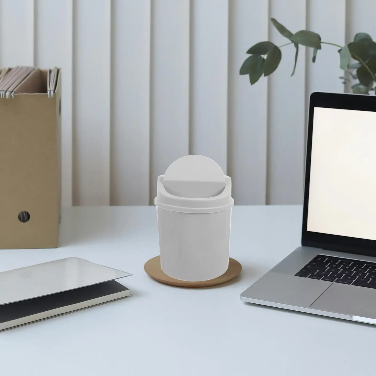 Mini Desk Trash Can Swing Lid 2L Compact Desktop Garbage Bin for Office Bedroom Vanity Small Wastebasket Tiny Trashcan