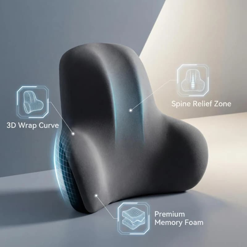 Cuscino Lombare in Memory Foam per Supporto Schiena, Sollievo dal Dolore per Auto, Ufficio, Gaming, Post Parto, Supporto Vita