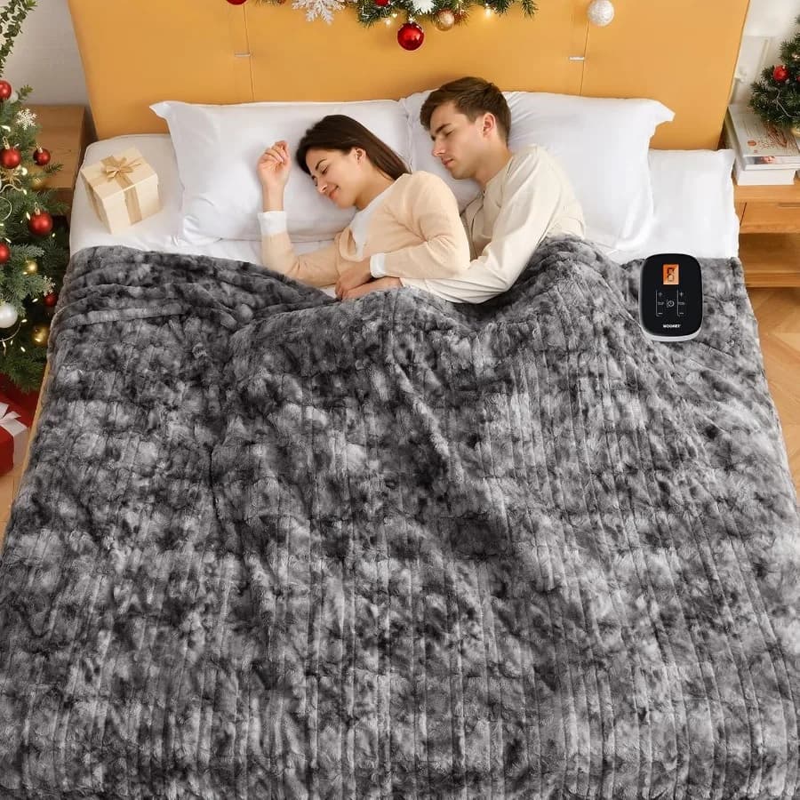 Coperta riscaldata Coperta elettrica a grandezza naturale 77"x 84" Morbida pelliccia sintetica Coperta riscaldante veloce 10 livelli di riscaldamento e spegnimento automatico 0,5-12 ore Ov