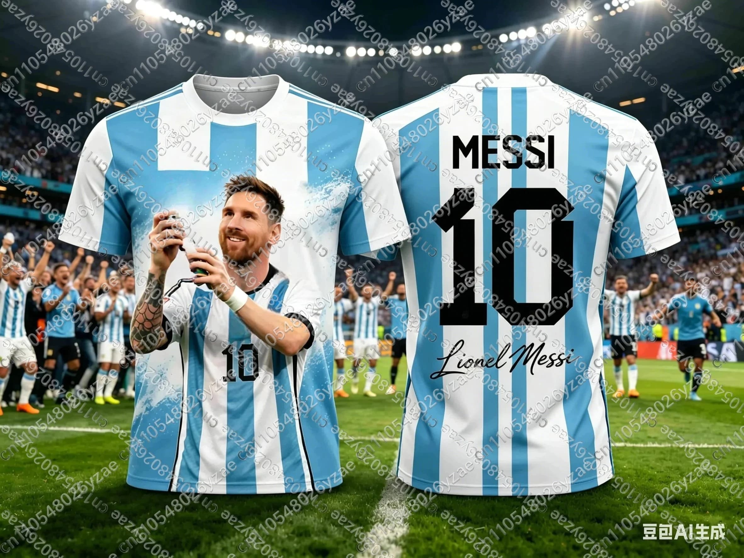 2026 New Messi Style Summer 3D Printable Kid Clothing Football Shirt T-shirt Quick-drying Comfortable Suitable for Daily Wearing