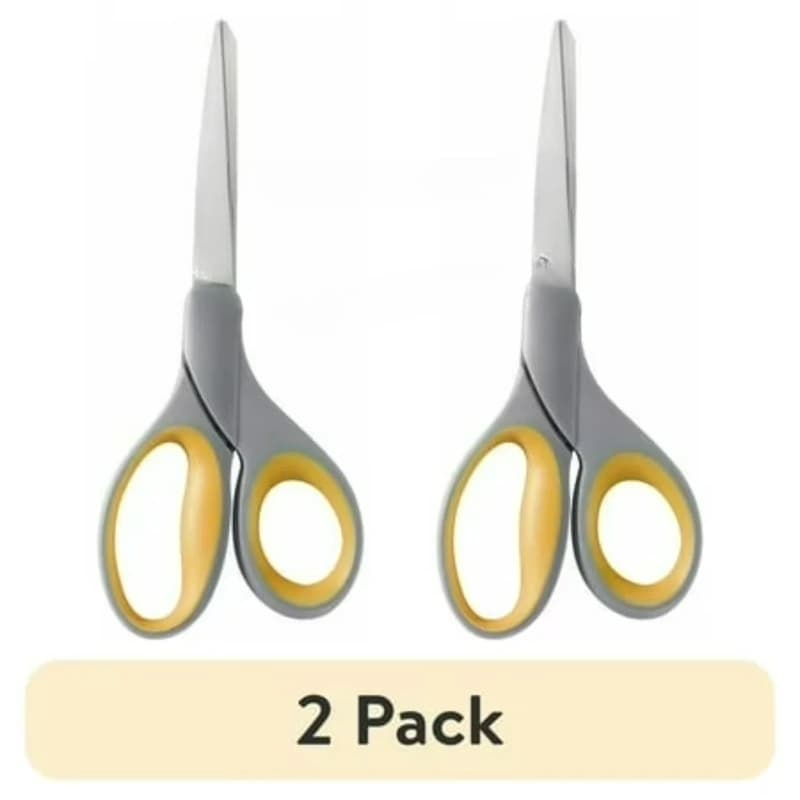 (2 pack) 8-Inch Titanium Bonded Adjustable Glide Scissors, Grey & Yellow for Office Use