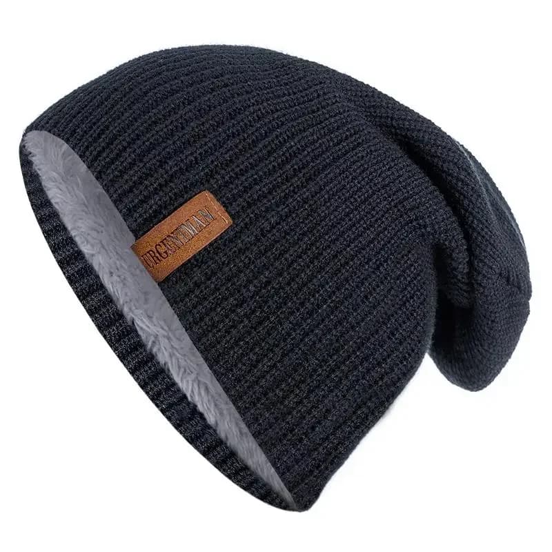 New unisex letter beanie free time hat add lined fur winter hats for men woman keep warm knitted hat solid fashion ski cap