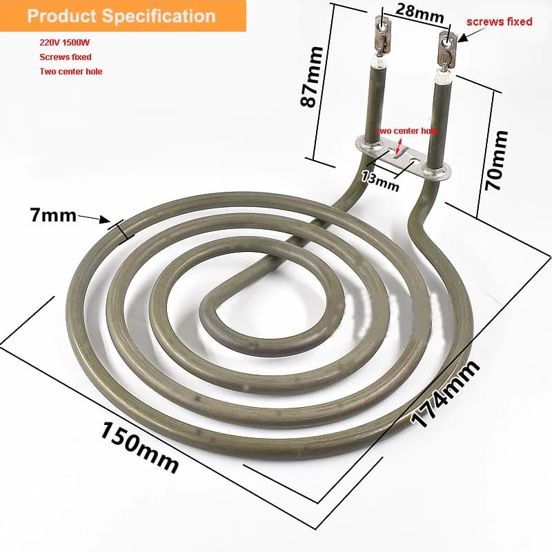 Tubo riscaldante per friggitrice ad aria, piastra riscaldante per forno elettrico, resistenza a spirale per bruciatura a secco, tubo riscaldante elettrico 220V