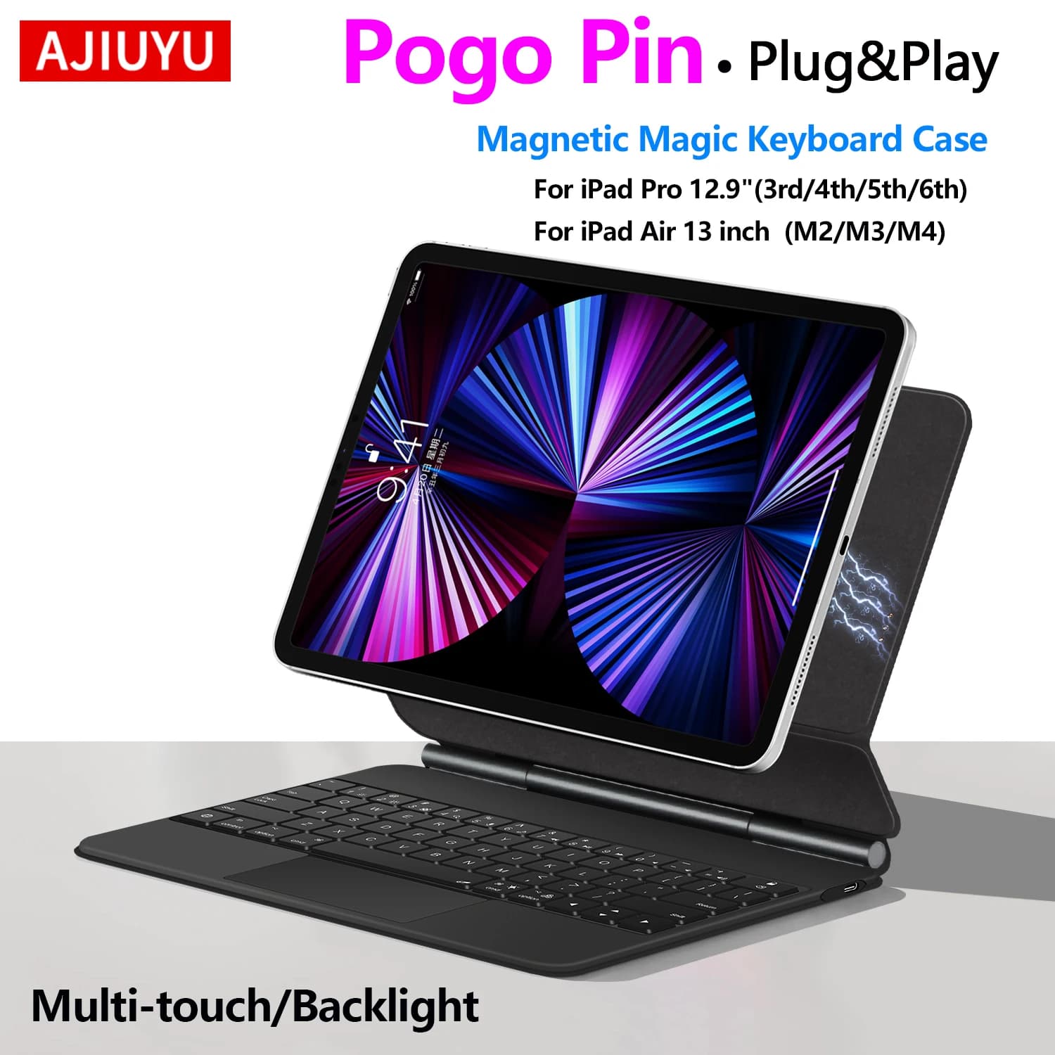 Tastiera Smart Pogo Pin a connessione diretta per iPad Pro 12.9 3a 4a 5a 6a generazione, tablet Air 13 pollici M4 M3 M2, custodia Magic Keyboard