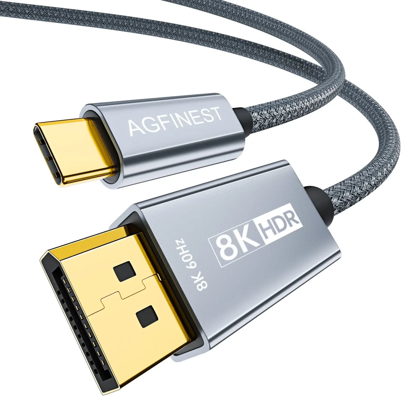 Cavo da USB C a DisplayPort 1.4 8K60Hz 4K240Hz Cavo unidirezionale da Thunderbolt 4/3 a DisplayPort da USB C a DP 32.4Gbps Compatibile con iPhone 16, MacBook Pro/Air, iPad, Mac Mini, Galaxy, XPS