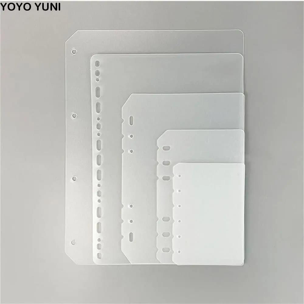 Trasparente A5 A6 A7 B5 A4 Bordo Pagina Agenda Divisore a fogli mobili Notebook Divisore Planner Separatore Raccoglitore Organizzatore Divisore