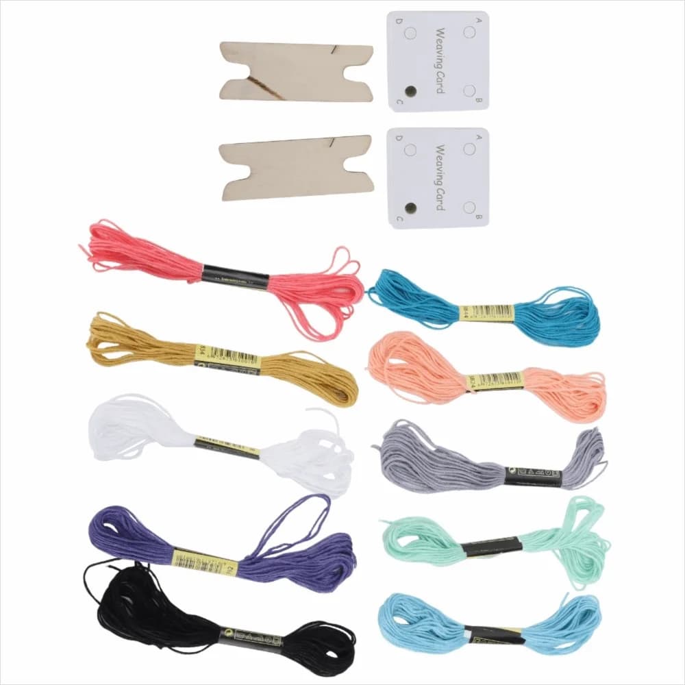 Lightweight Tablet Weaving Cards 10 Colors Thread Unfinished Shuttles Paper Loom Set DIY Craft Weaving Set For Scarf Making