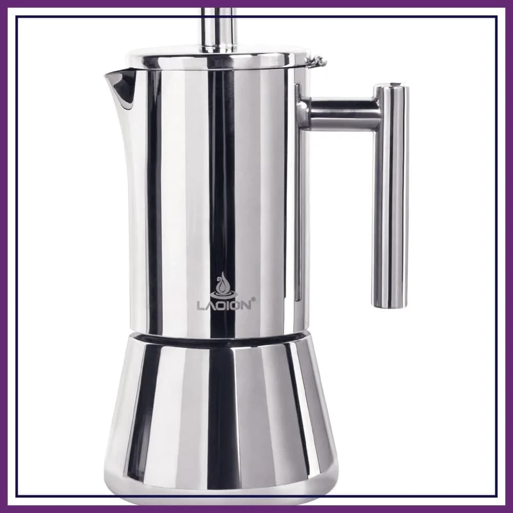 Caffettiera Moka per Piano Cottura, 12 Tazze 17.5 oz, in Acciaio Inossidabile, Compatibile con Induzione