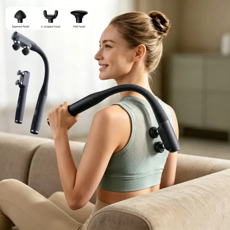 Upgrade Fascia Gun Wireless Portable Handheld Deep Tissue Percussion Massager Long & Short Dual-use Detachable Extension Handle