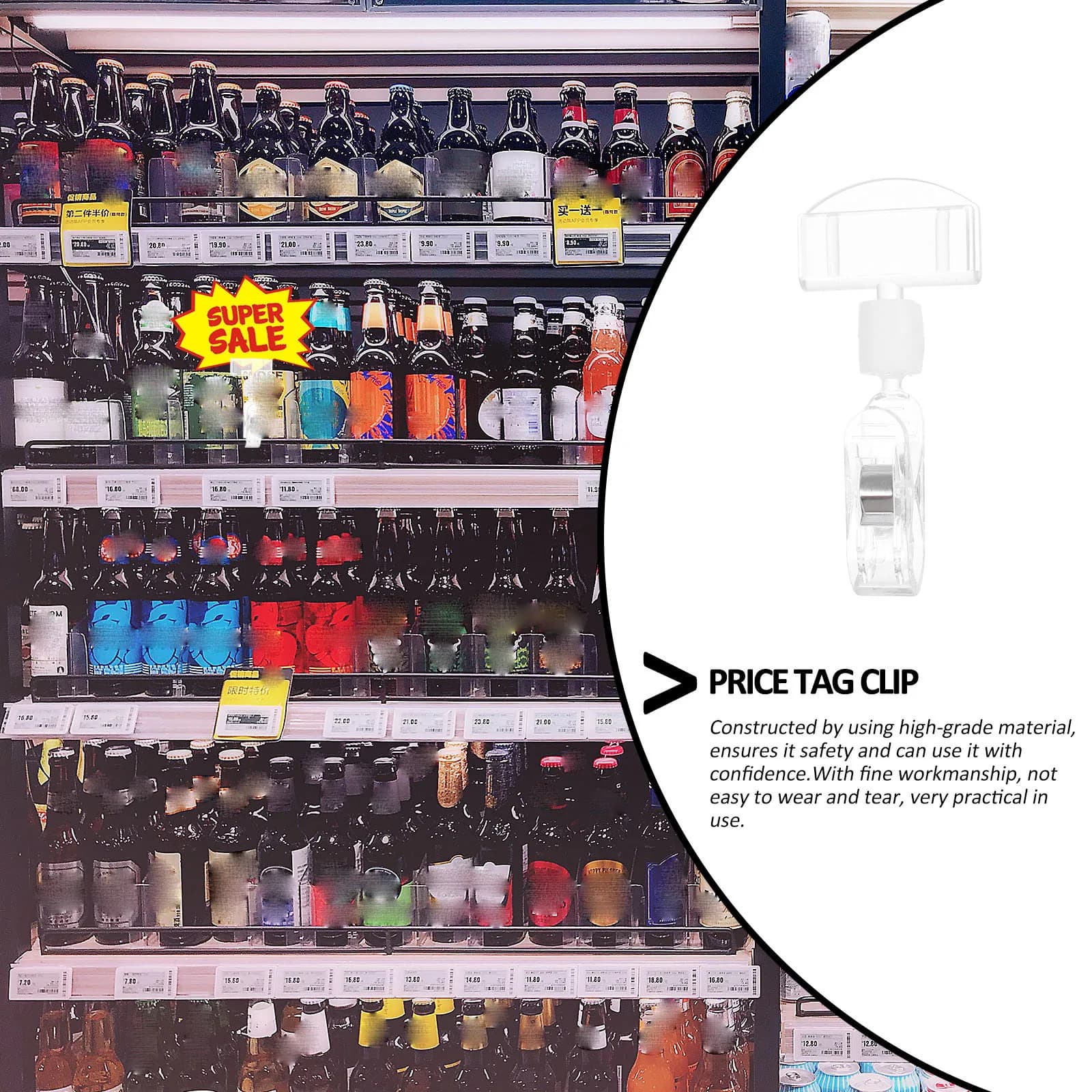 10 Pezzi Portaetichette in Plastica, Clip Pubblicitarie Robuste, Espositore per Prezzi per Scaffali di Negozi e Supermercati
