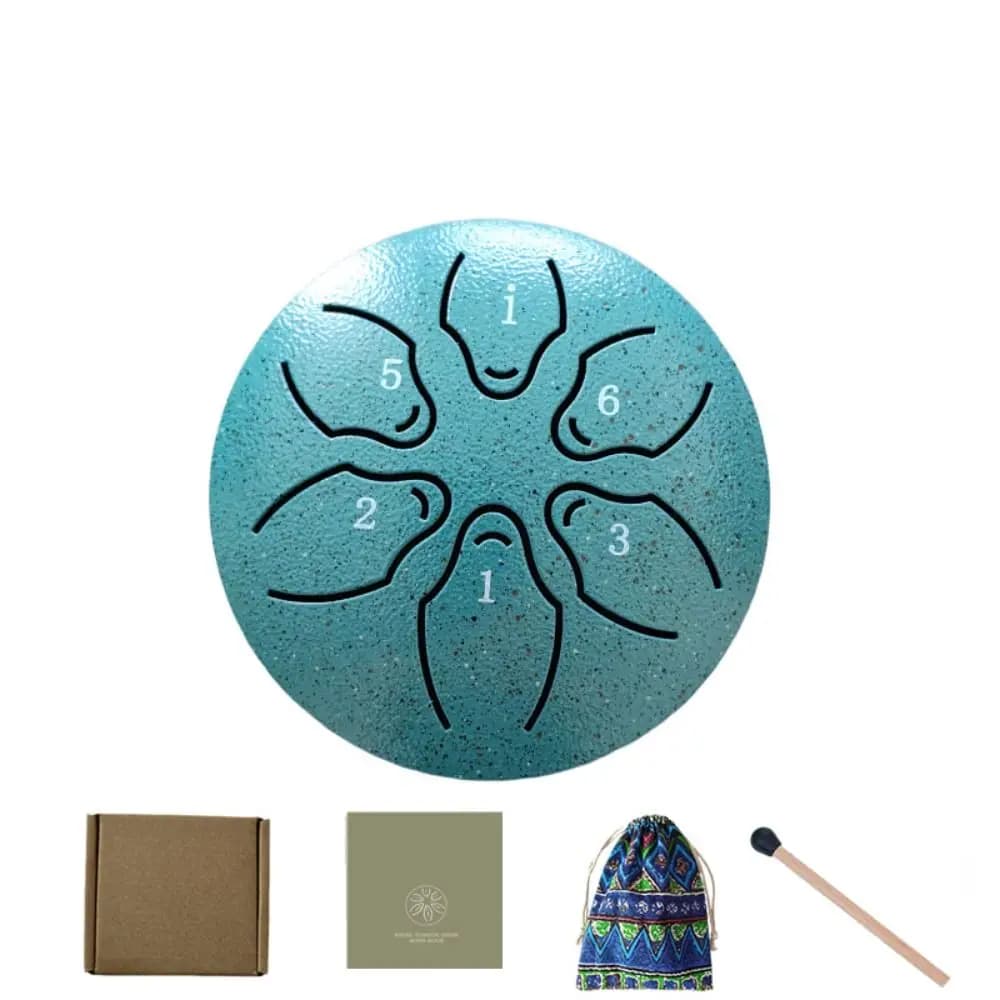 Set di tamburi con linguetta in acciaio a 6 toni Mini tamburi a mano da 3 pollici multicolori Borsa di stoccaggio cava Tamburo da meditazione per adulti/adolescenti